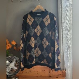 Roll neck argyle sweater